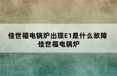 佳世福电锅炉出现E1是什么故障 佳世福电锅炉